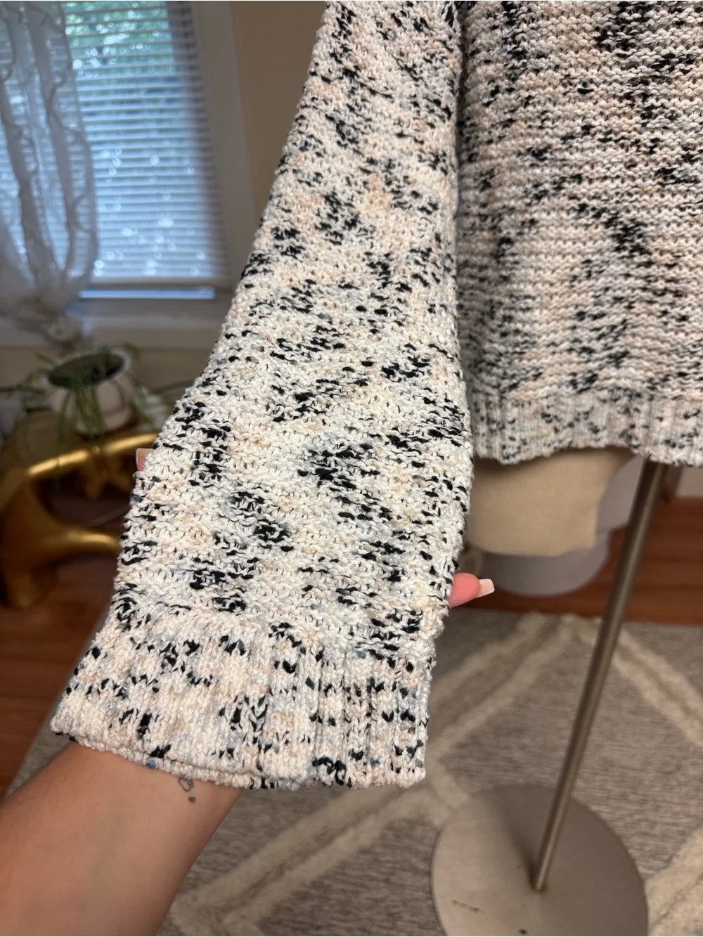A New Day - Cozy Black and White Marled Knit Sweater - Women's